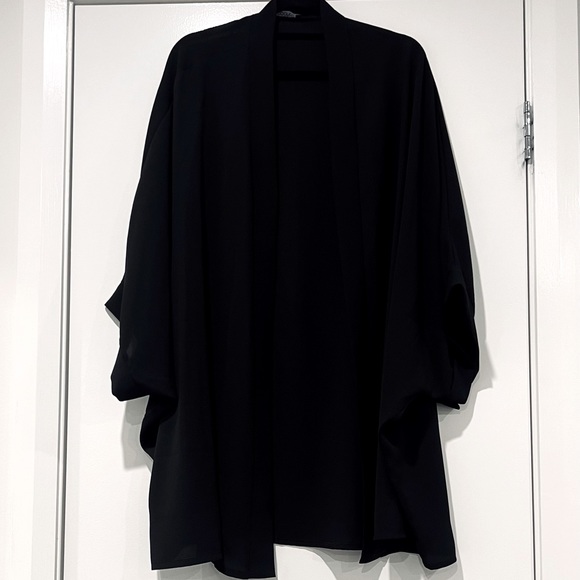 Boohoo Black Chiffon Kimono size 24 - Picture 3 of 4